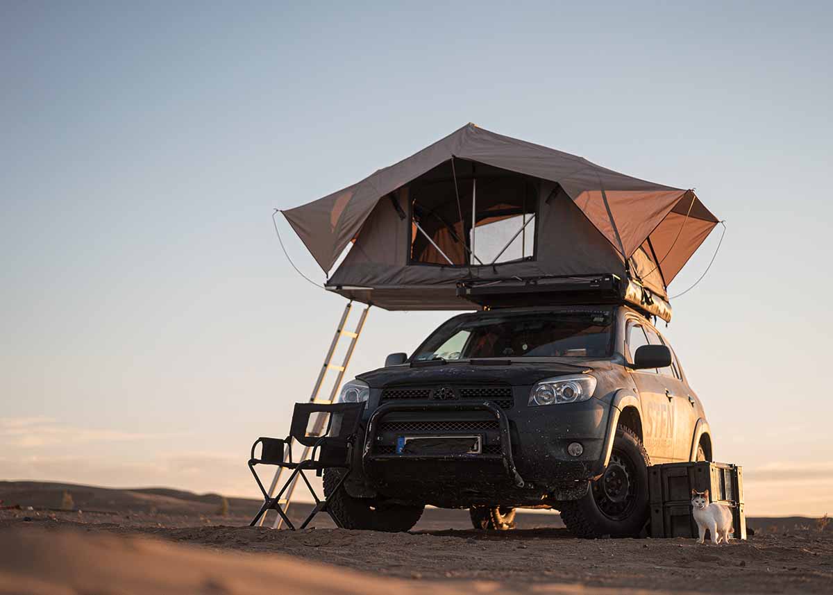 truck tent sunrise